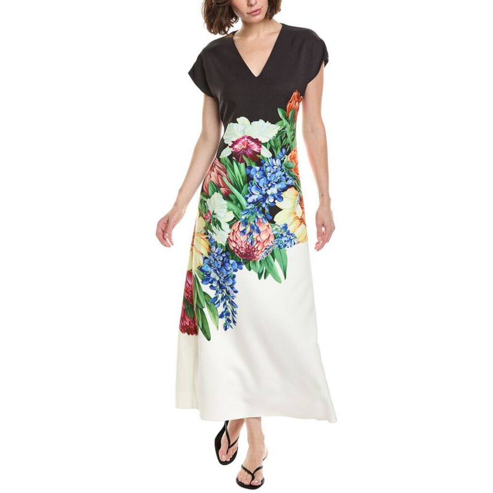 Elie Tahari Womens  The Iris Spring Meadow Maxi Dress, Green